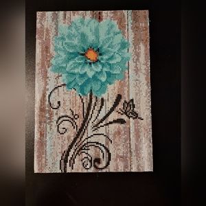 Finished blue flower diamond painting